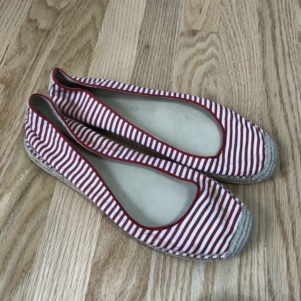 Franco Sarto Adele Red Striped Espadrilles Sz 8.5 Women’s Casual Shoe Flat